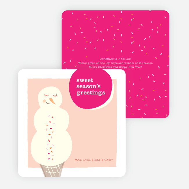 Sweet Snowman Holiday Cards - Pink