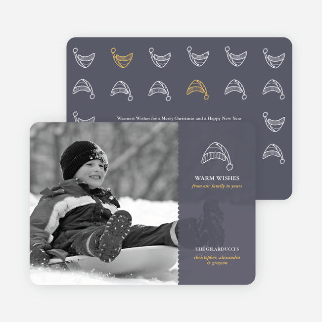 Winter Sledding Holiday Photo Card - Slate Grey