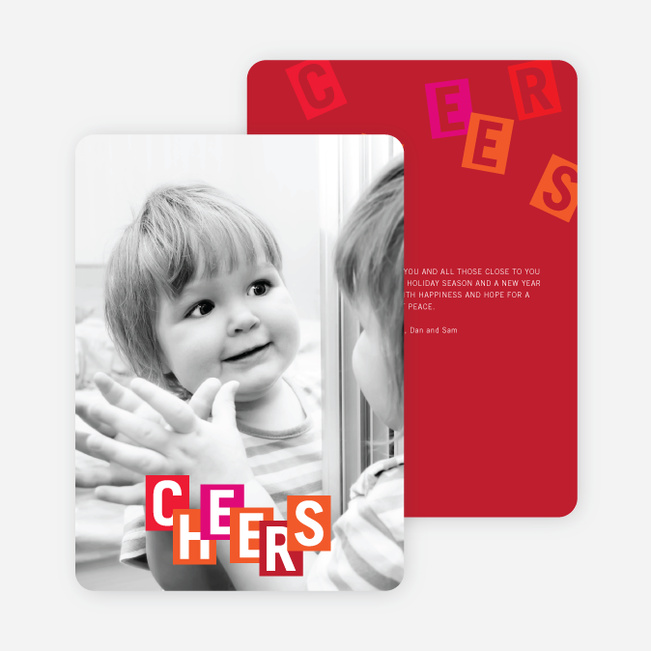 Cheers: Kids and Scrabble Holiday Cards - Red