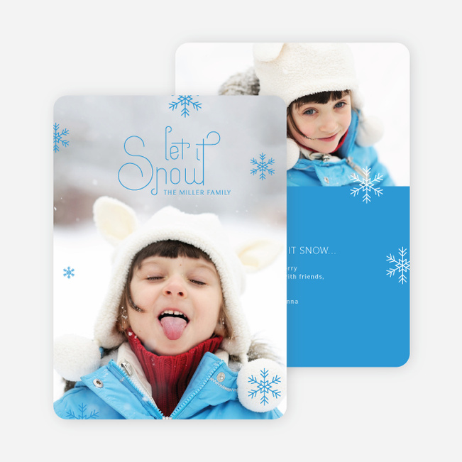 Frozen Snow Photo Holiday Cards - Blue