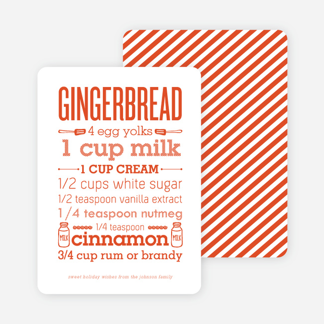 Gingerbread Holiday Recipe Cards - Orange