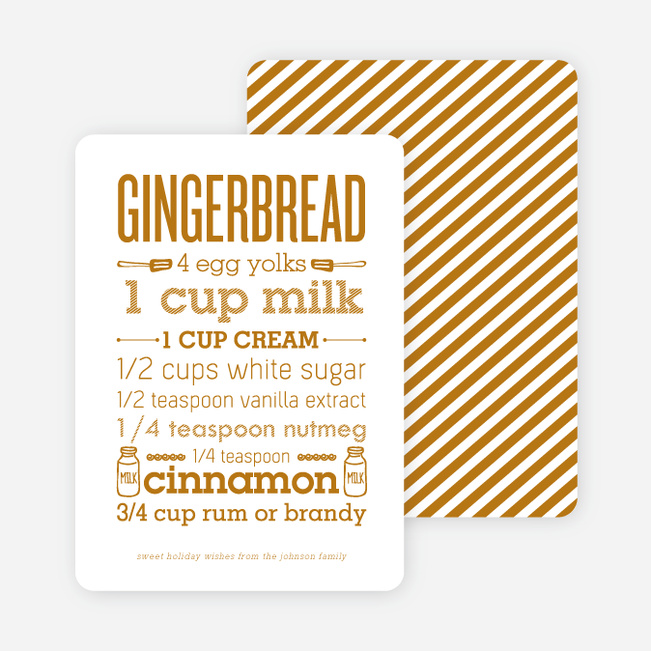 Gingerbread Holiday Recipe Cards - Brown