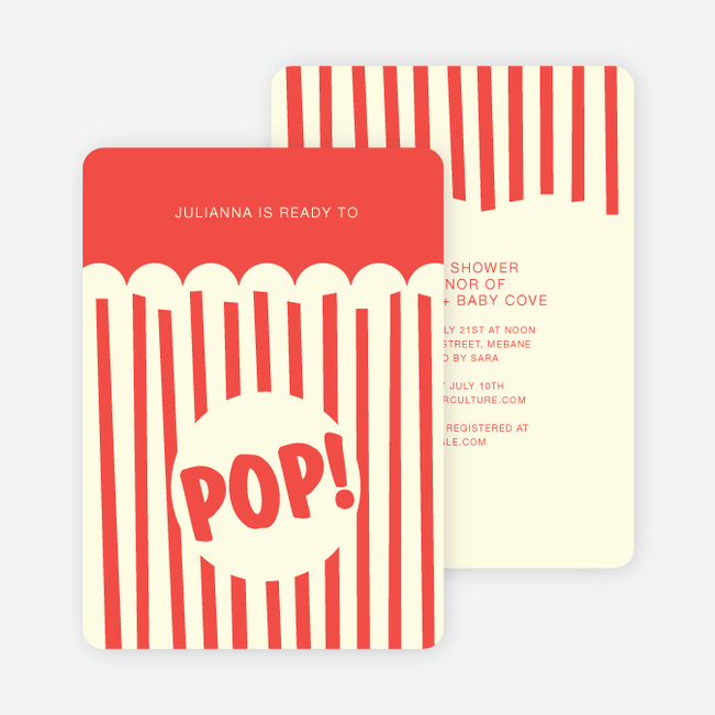 Movie Night and Popcorn Party Invitations - Red