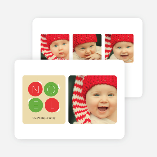Noel Ornaments Christmas Photo Cards - Green
