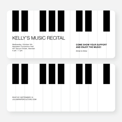 Piano Recital Invitations - Black