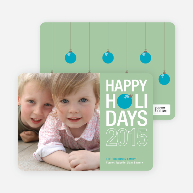 Holiday Ornament Holiday Photo Cards - Celadon