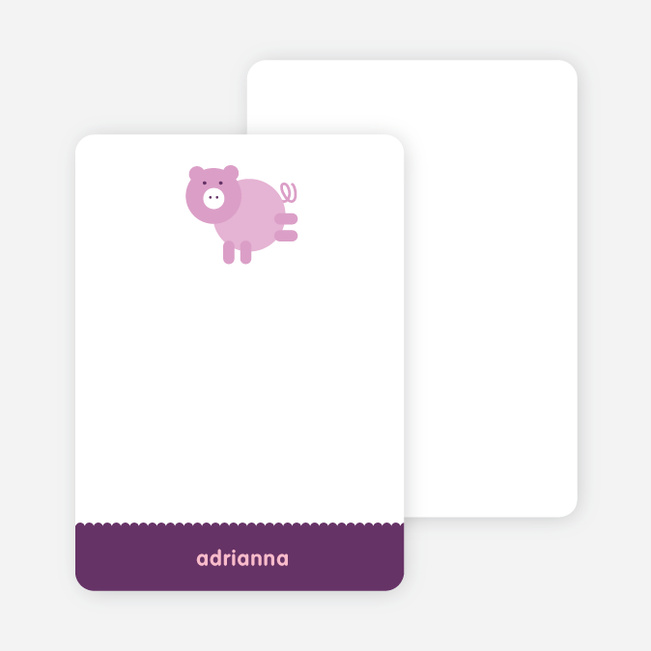 Personal Stationery for Little Piggy Modern Birthday Party Invitation - Lilac