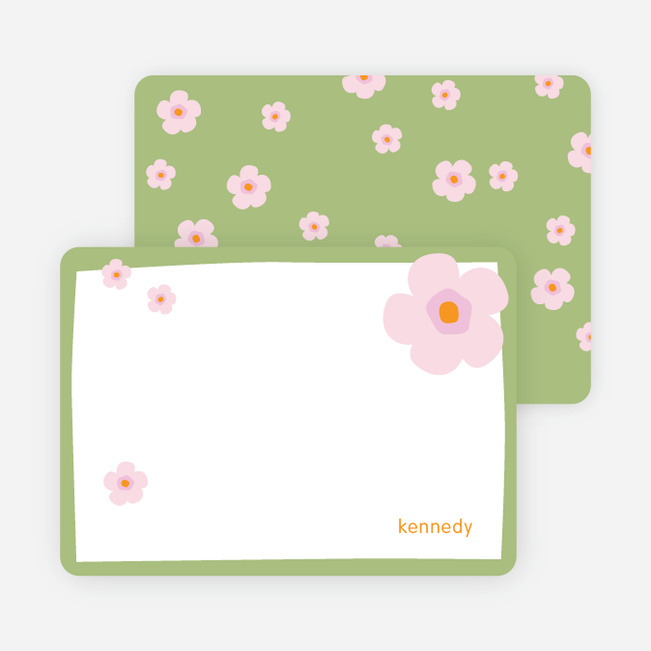 Stationery: ‘Flowers’ cards. - Apple Green