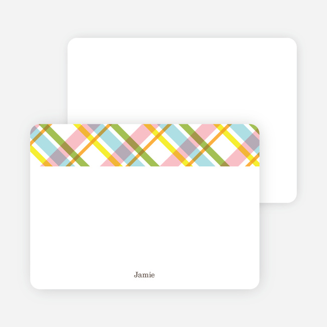 Note Cards: ‘Mad Plaid Multis’ cards. - Asparagus