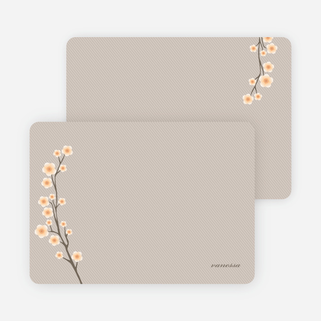 Personal Stationery for Cherry Blossom Modern Baby Announcement - Peach