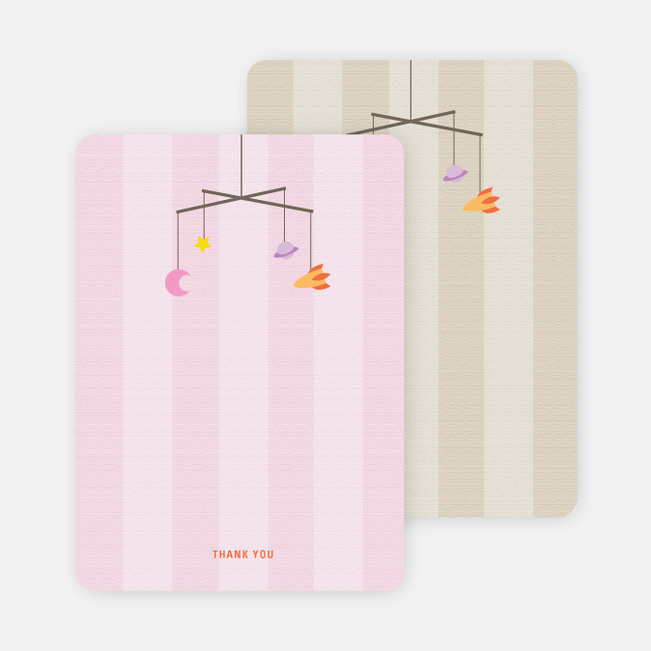 Space Mobile Personalized Stationery - Pink