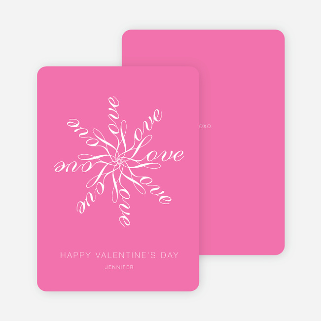 Love Flower Personalized Note Cards - Princess Pink