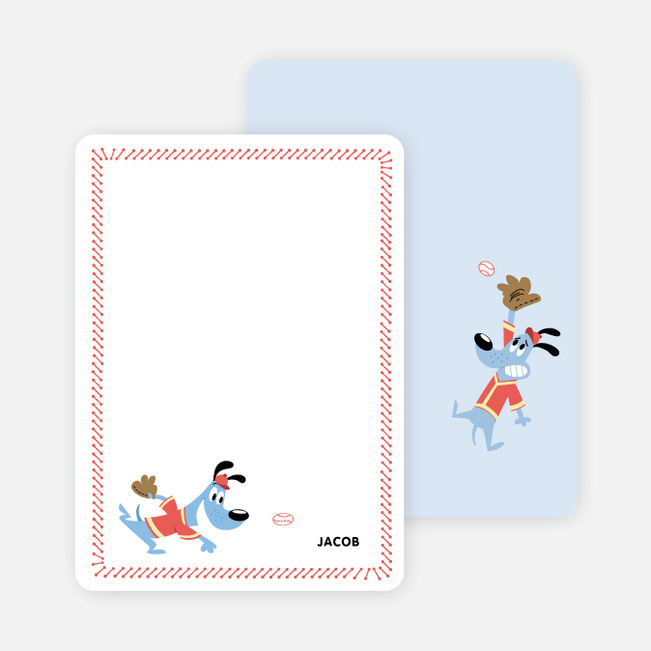 Babe Woof: Baseball Themed Stationery - Persimmon