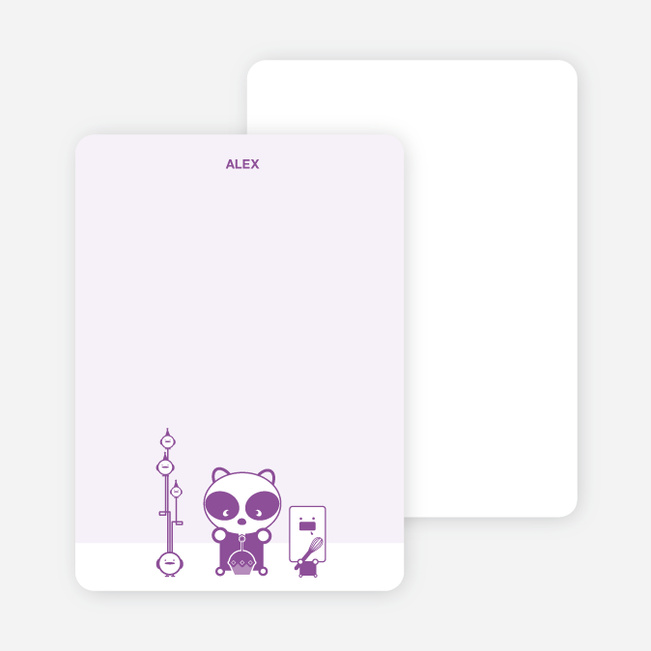 Note Cards: ‘Panda Cupcake Birthday’ cards. - Purple