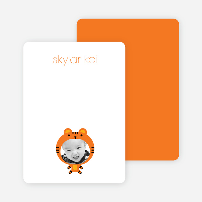 Note Cards: ‘Tiger: Animal Photo Head’ cards. - Carrot Orange