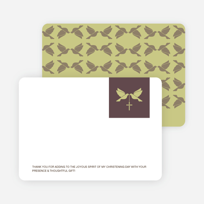 Stationery: ‘Dove and the Holy Spirit Baptism’ cards. - Greenish Yellow
