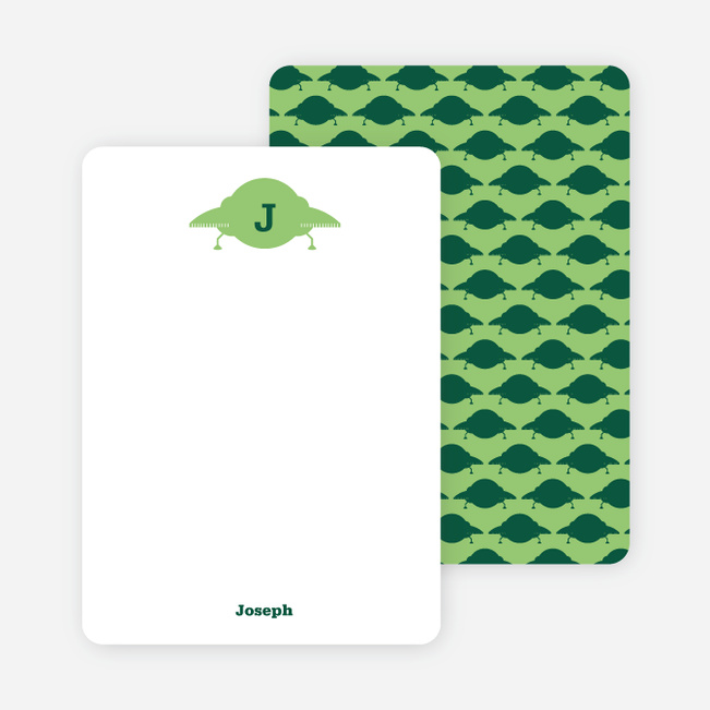 Stationery: ‘Galaxy Spaceship’ cards. - Forest Green
