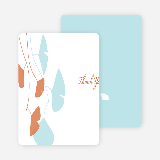 Thank You Card for Bridal Shower Invitations: Leaves - Aqua