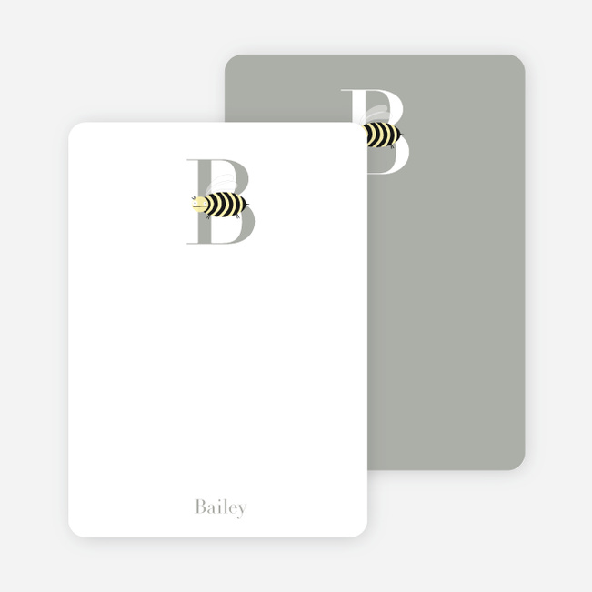 Alphabet Animals B Bee Monogram Stationery - Buttercup