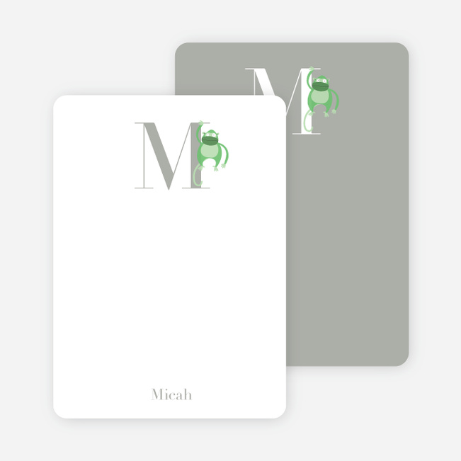 Alphabet Animals M Monkey Monogram Stationery - Emerald Green