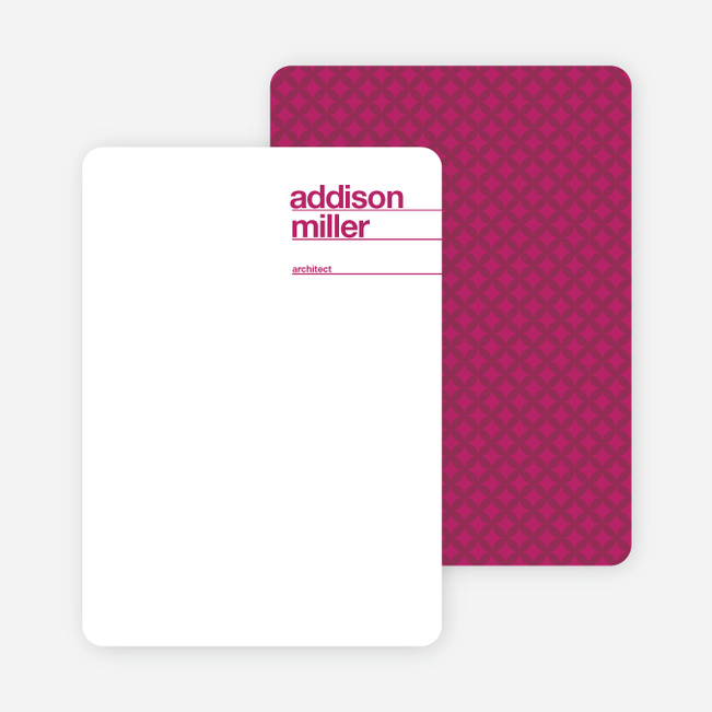 Linear Name Cards Personal Stationery - Magenta