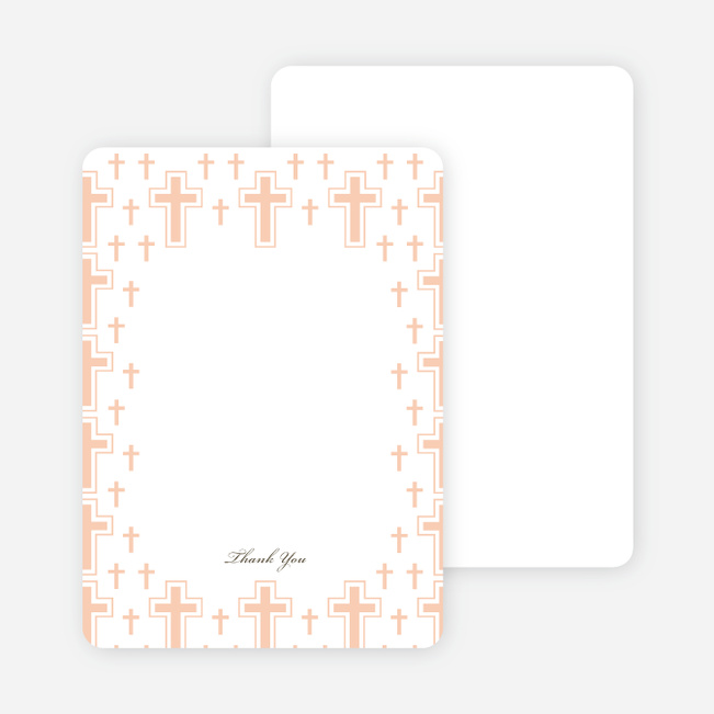 Note Cards: ‘Light of the Cross Baptism Invitation’ cards. - Grayish Pink