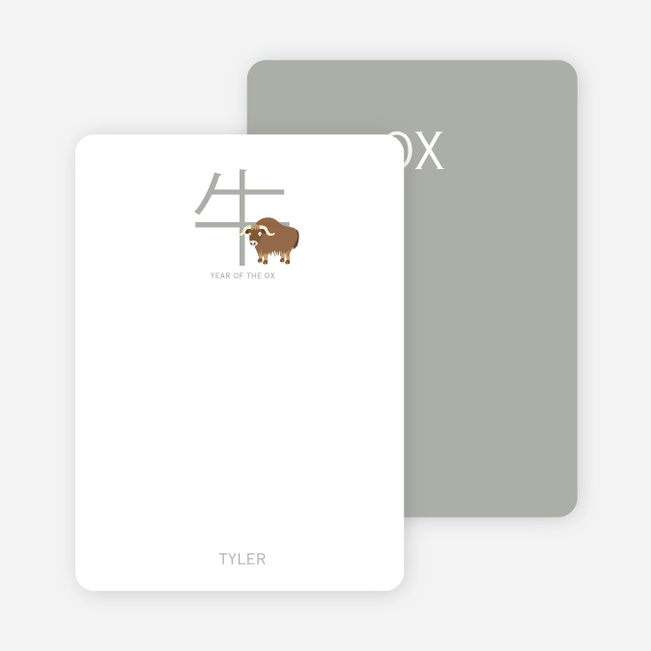 Notecards for the ‘Chinese Ox’ cards. - Bronze