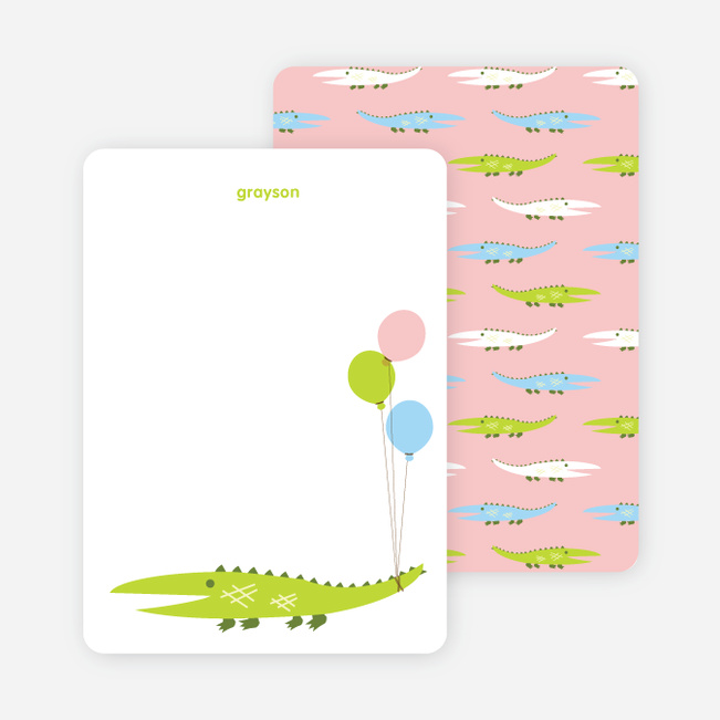 Personal Stationery for Alligator or Crocodile Invitation - Chartreuse