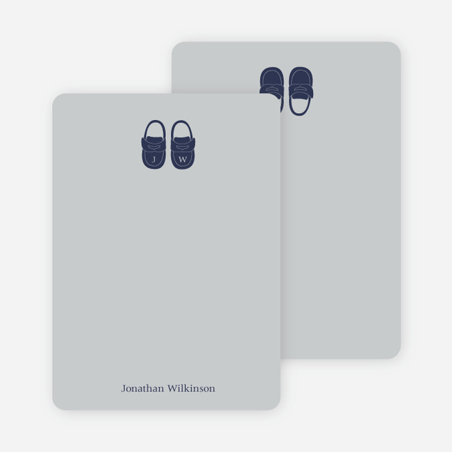 Personal Stationery for Boys’ Shoes Modern Baby Announcement - Silver Grey