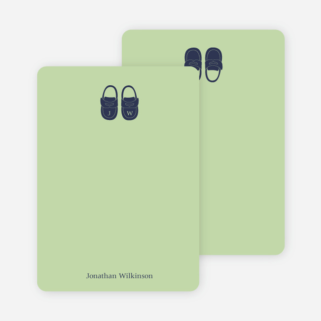 Personal Stationery for Boys’ Shoes Modern Baby Announcement - Celadon