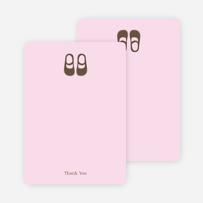 Thank You Card for Boys’ Shoes Modern Baby Announcement - Pink Blush