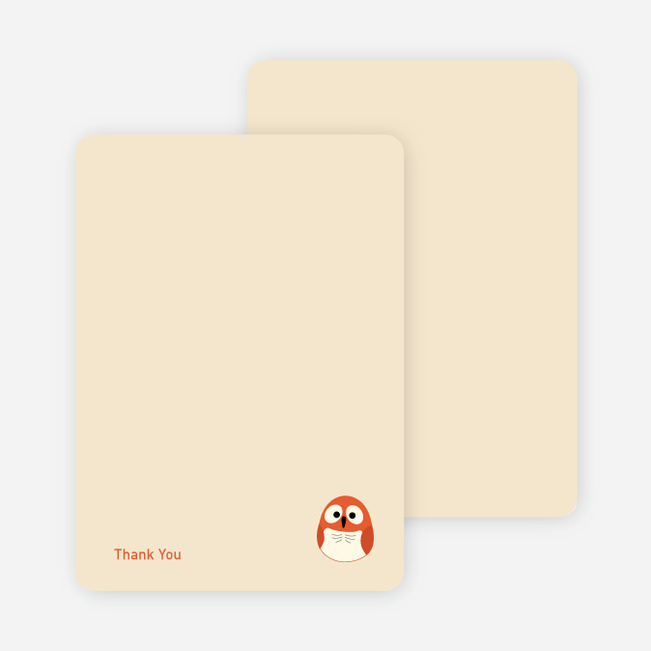 Thank You Card for Owl Baby Shower Invitation - Tangerine