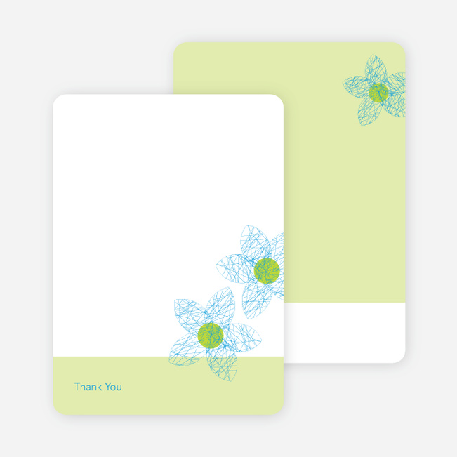 Thank You Card for Spriograph Flowers Bridal Shower Invitations - Cornflower