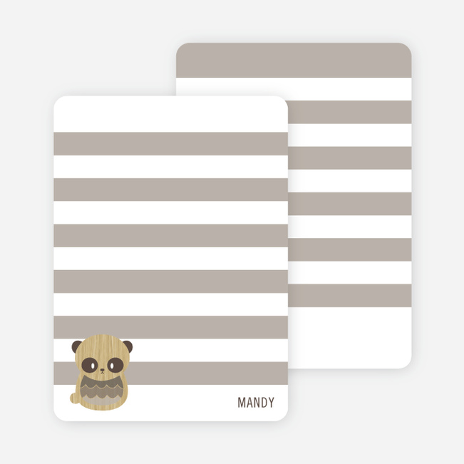Woodblock Panda Personal Stationery - Mocha Panda