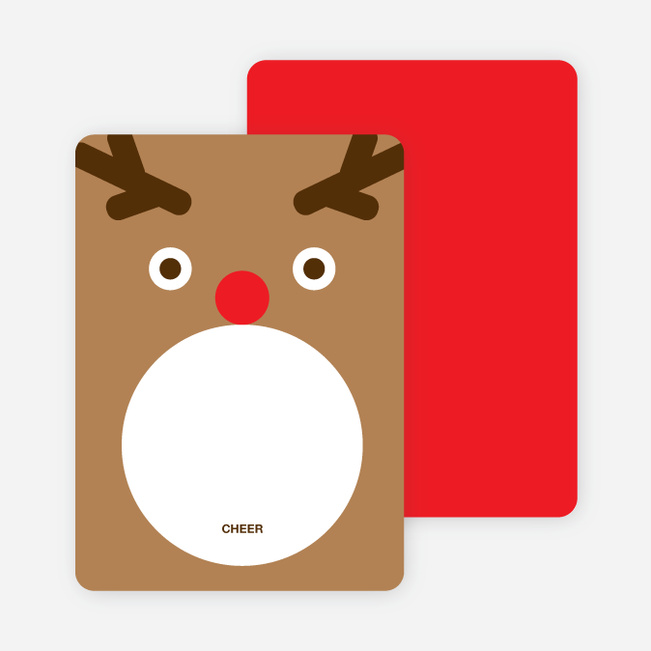 Note Cards: ‘Rudolph Face’ cards. - Tan Brown