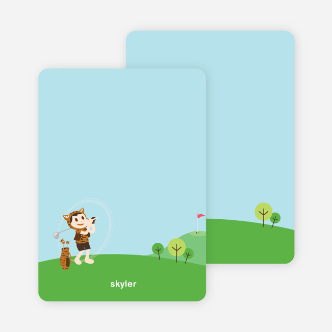 Note Cards: ‘Tiger Golf Invitation’ cards. - Russet Brown