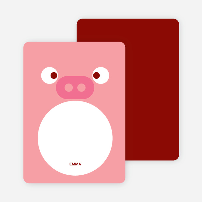 Personal Stationery for Little Piggy Birthday Invitation - Salmon