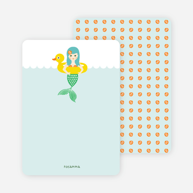 Stationery: ‘The Little Mermaid Birthday Invitation’ cards. - Mint Green