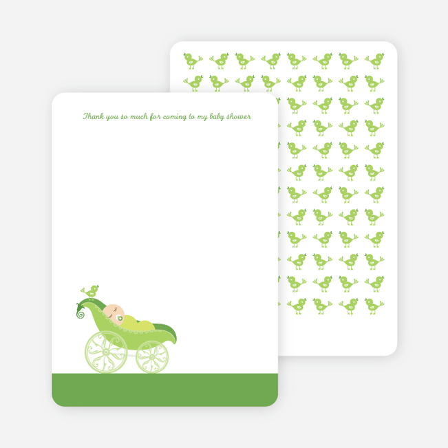 Thank You Card for Pea in Pod Baby Shower Invitation - Asparagus
