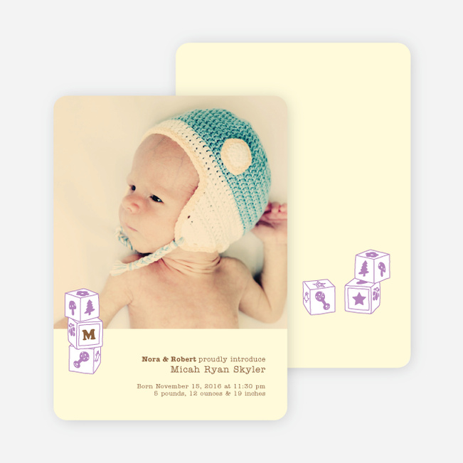 Alphabet Blocks Photo Birth Announcements - Little Lemon