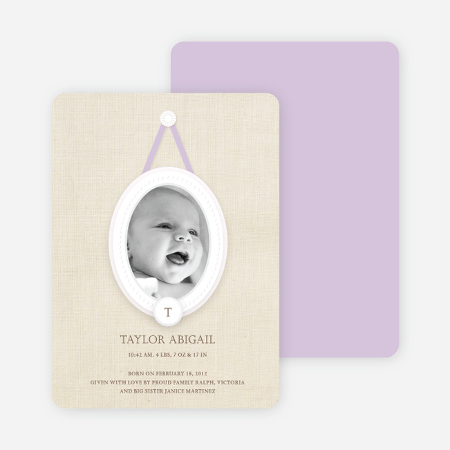Antique Monogram Birth Announcements - Lilac