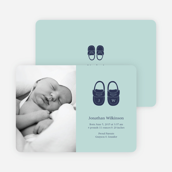 Baby’s Got a New Pair of Shoes Photo Baby Announcements - Light Green