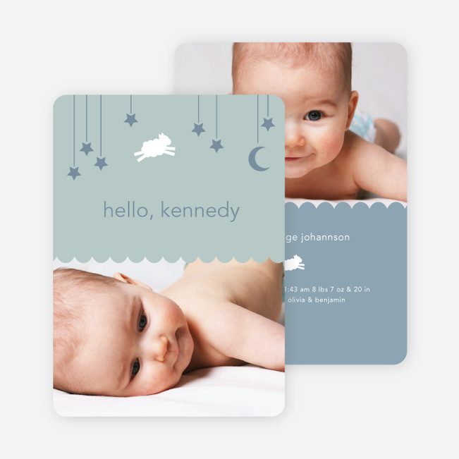 Bah Bah White Sheep Birth Announcements - Cambridge Blue