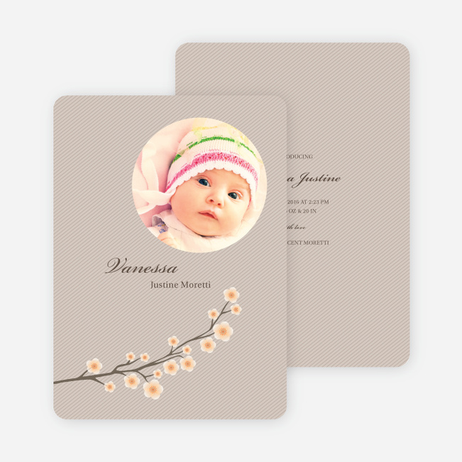 Cherry Blossom Modern Baby Announcement - Peach