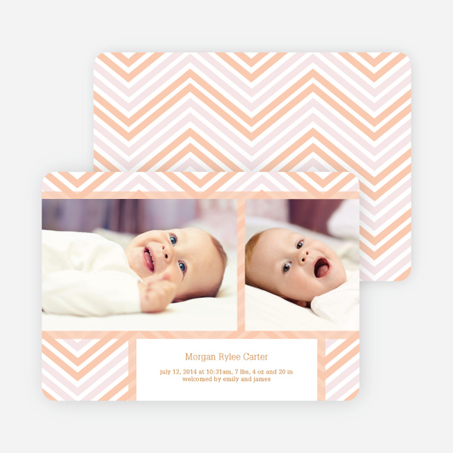 Chevron Stripes Baby Announcements - Orange