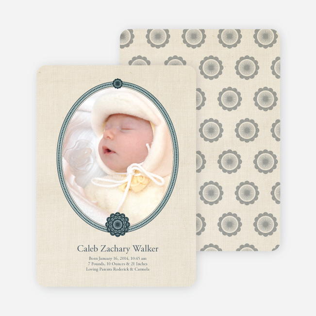 Classic Frames: Vintage Photo Birth Announcement - Midnight Green