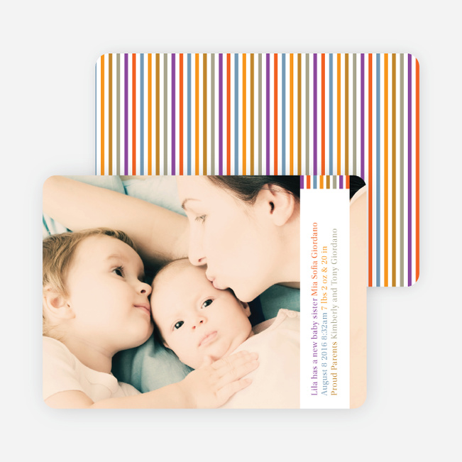 Dynamic Color Stripe Baby Announcements - Multi
