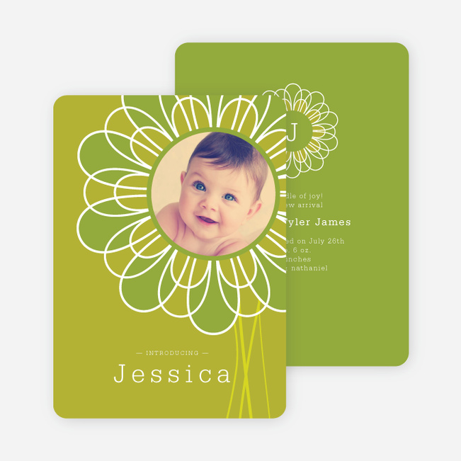 Flower Child Birth Announcements - Avocado Leaf