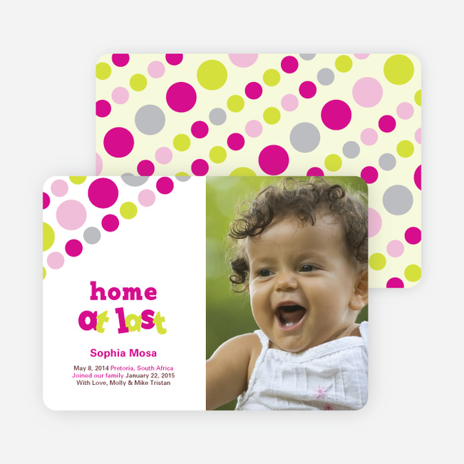 Home at Last Birth Announcements by giggle - Magenta