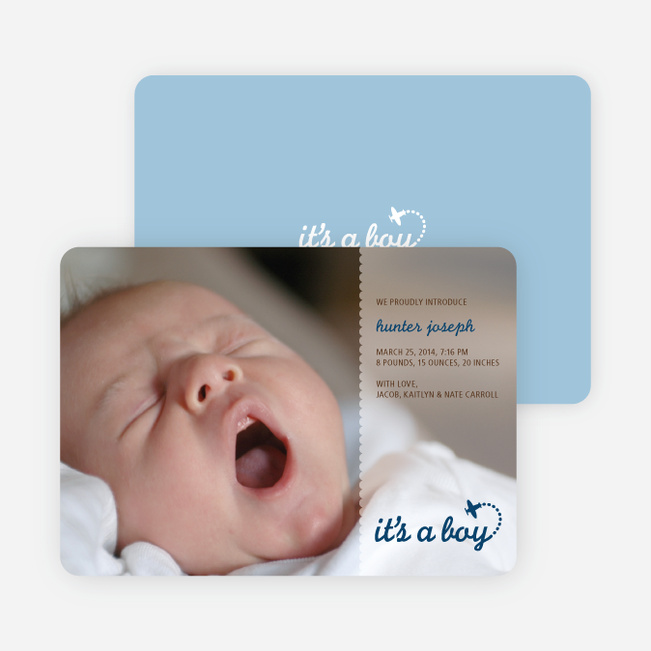 It’s a Boy Photo Birth Announcements - Blue